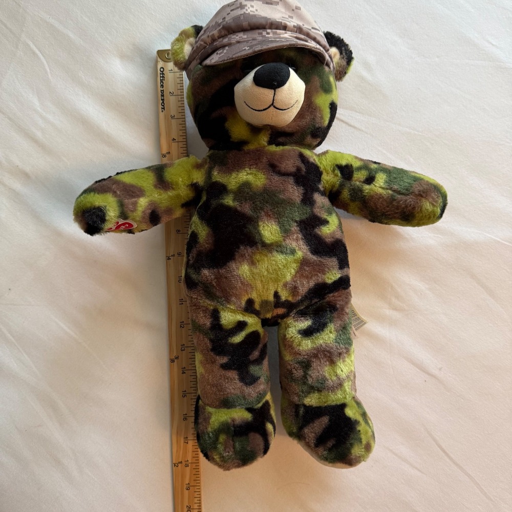Build-A-Bear Camo Teddy Bear with Digital Camouflage Hat Military Plush 16 inch - Picture 9 of 9